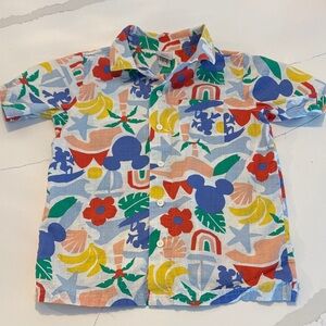 Hanna Andersson Disney Colorful Poplin Kids Button Up Shirt